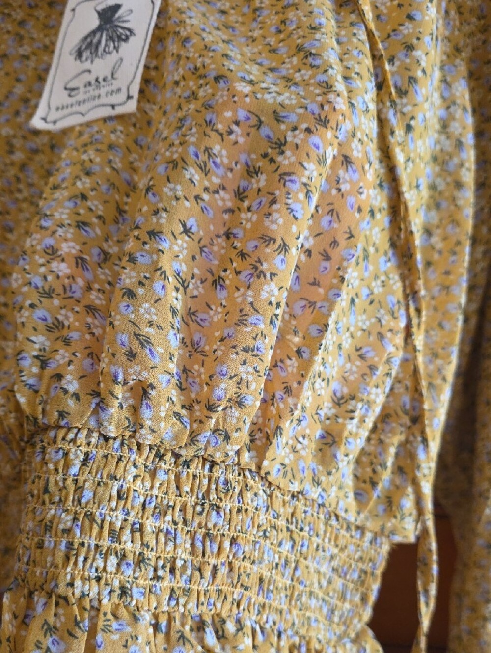 Easel Yellow Floral Ruffle Top - Picture 8 of 14